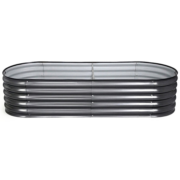 Green Fingers 4 Pcs Raised Garden Bed Kit Oval Galvanized Steel Planter Boxes 160x80x42cm, Heavy Duty Metal Elevated Garden Bed for Vegetables Flowers Herbs, with Safety Edging, Gloves & Pegs Included