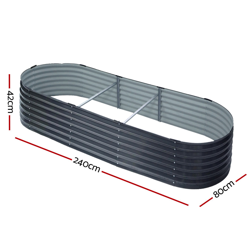 Green Fingers Garden Bed 240X80X42cm Oval Planter Box Raised Container Galvanised - 0