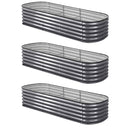 Green Fingers 3 Pcs Raised Garden Bed Kit Oval Galvanized Steel Planter Boxes 240x80x42cm, Heavy Duty Metal Elevated Garden Bed for Vegetables Flowers Herbs, with Safety Edging, Gloves & Pegs Included-6