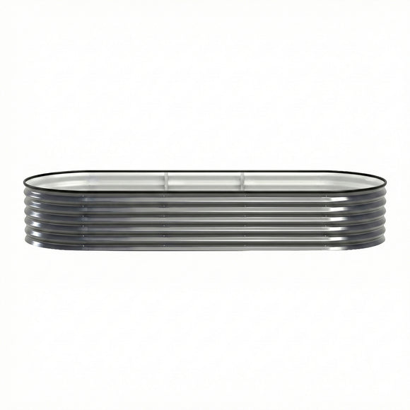 Green Fingers 3 Pcs Raised Garden Bed Kit Oval Galvanized Steel Planter Boxes 240x80x42cm, Heavy Duty Metal Elevated Garden Bed for Vegetables Flowers Herbs, with Safety Edging, Gloves & Pegs Included