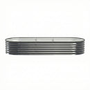 Green Fingers 4 Pcs Raised Garden Bed Kit Oval Galvanized Steel Planter Boxes 240x80x42cm, Heavy Duty Metal Elevated Garden Bed for Vegetables Flowers Herbs, with Safety Edging, Gloves & Pegs Included-8