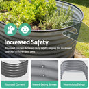 Green Fingers 4 Pcs Raised Garden Bed Kit Oval Galvanized Steel Planter Boxes 240x80x42cm, Heavy Duty Metal Elevated Garden Bed for Vegetables Flowers Herbs, with Safety Edging, Gloves & Pegs Included-4