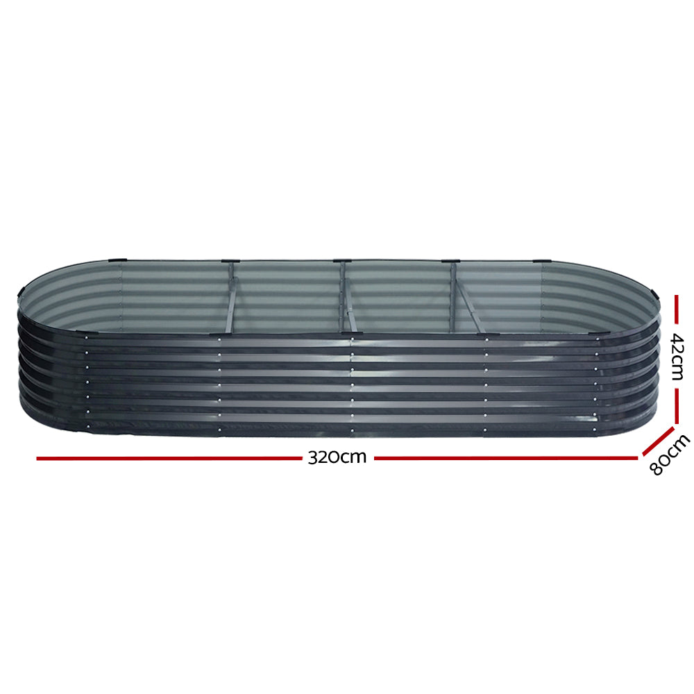 Green Fingers Garden Bed 320X80X42cm Oval Planter Box Raised Container Galvanised - 0