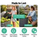 Green Fingers 3 Pcs Raised Garden Bed Kit Oval Galvanized Steel Planter Boxes 320x80x56cm, Heavy Duty Metal Elevated Garden Bed for Vegetables Flowers Herbs, with Safety Edging, Gloves & Pegs Included-2