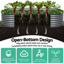 Green Fingers 3 Pcs Raised Garden Bed Kit Oval Galvanized Steel Planter Boxes 320x80x56cm, Heavy Duty Metal Elevated Garden Bed for Vegetables Flowers Herbs, with Safety Edging, Gloves & Pegs Included-3