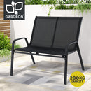 Gardeon Garden Bench Seat Steel Outdoor Patio Park Lounge Backyard Chair Black-1