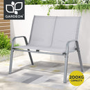 Gardeon Garden Bench Seat Steel Outdoor Patio Park Lounge Backyard Chair Grey-1