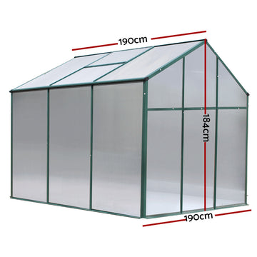 Green Fingers Greenhouse 1.9x1.9x1.83M Aluminium Polycarbonate Green House Garden Shed - 0
