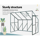 Green Fingers Greenhouse 2.52x1.27x2.13M Lean-to Aluminium Polycarbonate Green House Garden Shed-6