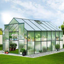 Green Fingers Greenhouse 4.43x2.44x2.15M Aluminium Polycarbonate Green House Garden Shed-8