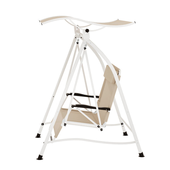 Gardeon Outdoor Swing Chair Garden Lounger Furniture Canopy 2 Seater Beige