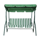 Gardeon Outdoor Swing Chair Garden Bench Furniture Canopy 3 Seater White Green-3