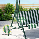Gardeon Outdoor Swing Chair Garden Bench Furniture Canopy 3 Seater White Green-4