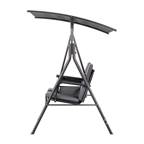 Gardeon Outdoor Swing Chair Garden Chair Canopy Cup Holder 2 Seater Grey