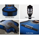 Alpha 34 Inch Classical Guitar Wooden Body Nylon String Beginner Kids Gift Blue-5