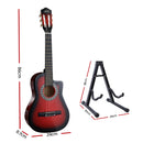 Alpha 34 Inch Classical Guitar Wooden Body Nylon String w/ Stand Beignner Red-2