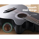 Alpha 38 Inch Acoustic Guitar Wooden Body Steel String Full Size w/ Stand Black-5