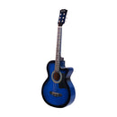 Alpha 38 Inch Acoustic Guitar Wooden Body Steel String Full Size w/ Stand Blue-3