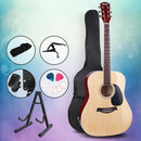 Alpha 41 Inch Acoustic Guitar Wooden Body Steel String Dreadnought Stand Wood-8