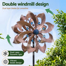 Gardeon Garden Windmill Double Layer Metal Wind Spinner 190cm Bronze-5