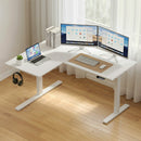 Artiss L-Shape Standing Desk Sit Stand Up Height Adjustable Electric Motorised White-7