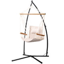 Gardeon Hammock Chair with Steel Stand Armrest Outdoor Hanging Cream-1