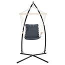 Gardeon Hammock Chair with Steel Stand Armrest Outdoor Hanging Grey-3