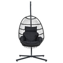 Gardeon Outdoor Egg Swing Chair Hanging Chair Wicker Rope Pod Stand Foldable Grey-3