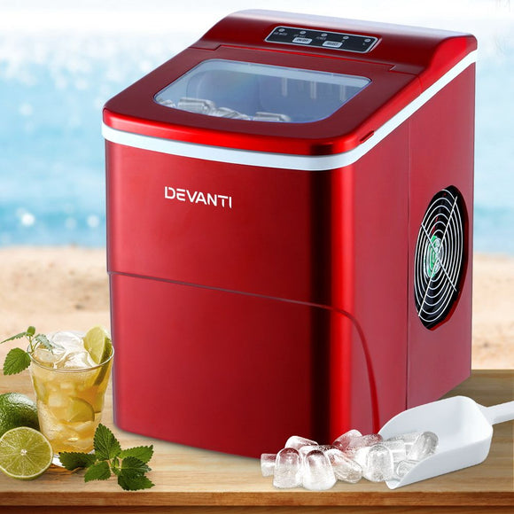 Devanti 12kg Ice Maker Machine Red