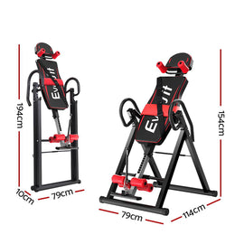 Everfit Inversion Table Gravity Exercise Inverter Back Stretcher Home Gym Black - 0