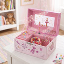 Keezi Kids Jewellery Box Organiser for Girls Kids Music Box Princess Pink-1