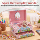 Keezi Kids Jewellery Box Organiser for Girls Kids Music Box with Drawer-5