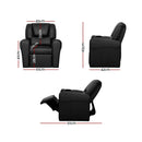Keezi Kids Recliner Chair PU Leather Sofa Lounge Couch Children Armchair Black-2