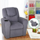 Keezi Kids Recliner Chair Linen Soft Sofa Lounge Couch Children Armchair Grey-6