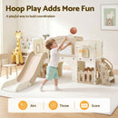 Keezi Kids Slide Set Toddler Indoor Playset With Drawing Board Beige-6