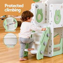 Keezi Kids Slide Swing Set Ball Hoop Rings Football Outdoor Toys Green-5