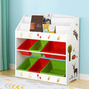 Keezi 3 Tiers Kids Bookshelf Storage Children Bookcase Toy Box Organiser Rack 6 Bins-1