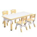 Keezi Kids Table and 4 Chairs Set Height Adjustable Toddler Desk and Chair Set for Ages 3-8, Children Activity Table with Graffiti Desktop for Learning Drawing Playing, Yellow-3