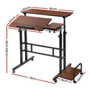 Artiss Laptop Desk Table Adjustable Dark Wood 80CM-2