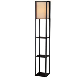 Artiss Floor Lamp 3 Tier Shelf Shelf Storage LED Light Stand Home Room Vintage Black - 0