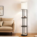Artiss Floor Lamp 3 Tier Shelf Storage LED Light Stand Home Room Vintage Round-7