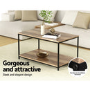 Artiss Coffee Table Rectangular 93CM Walnut Olin-5