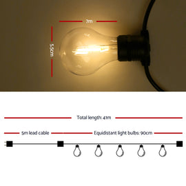 41m LED Festoon String Lights Outdoor Christmas Decorations Wedding Garden Party - 0