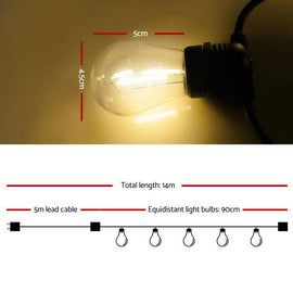 14m LED Festoon String Lights Christmas Decorations Wedding Party Outdoor Garden - 0