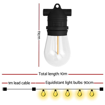 10m Festoon Lights Christmas Fairy String Lights Outdoor Party Garden Decor - 0