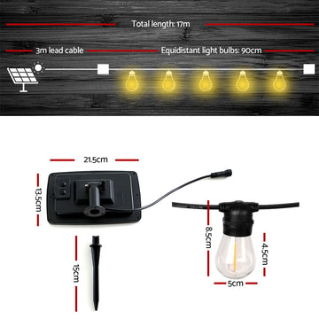 17m Solar Festoon Lights Outdoor LED String Light Christmas Party Garden Decor - 0