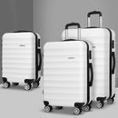 Wanderlite 3pcs Luggage Trolley Travel Suitcase Set TSA Hard Shell Case Strap White-8