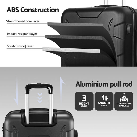 Wanderlite 28" 75cm Luggage Trolley Travel Suitcase Set TSA Hard Case Lightweight Strap