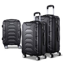 Wanderlite 3pc Luggage Trolley Travel Suitcase Set TSA Hard Case Lightweight Black-1