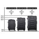 Wanderlite 3pc Luggage Trolley Travel Suitcase Set TSA Hard Case Lightweight Black-2